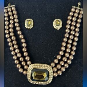 Heidi Daus 🆕 “Tailored To Please” Swarovski Crystals necklace & Omega Earrings